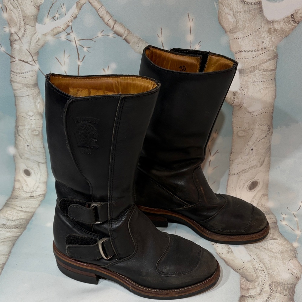 Chippewa Black Leather unisex Rally Boots with 2 straps